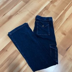 Blue hard tail cargo style yoga pants